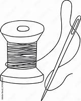 Needle And Thread Spool Drawing Sketch Coloring Page sketch template