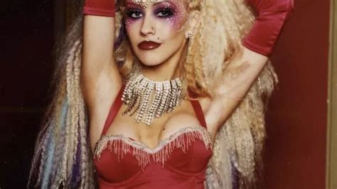 The red costume worn by Christina Aguilera during her performance on Lady Marmalade with Lil Kim ...