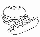 Hamburger And Hot Dog Coloring Page  Home sketch template