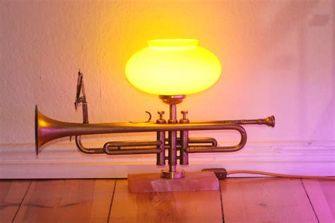 Trumpet lamp table lamp glass shade salt block handmade Berlin #05B