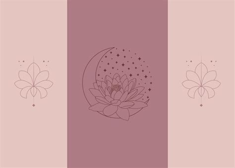 Premium Vector | Moon and lotus flower vector set. elegant crescent and star logo design line ...