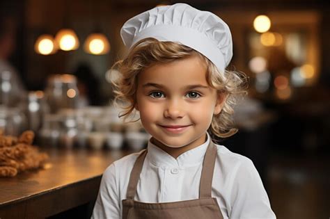 Premium Photo | Children dress up as chefs in the dining room