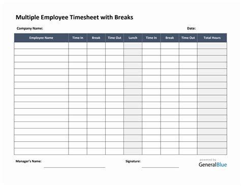 Multiple Employee Timesheet Templates