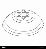 Kippah Happy Hanukkah Illustration Coloring page Line Art Vector  sketch template
