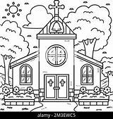 Christian Church Coloring Page For Kids Stock Vector Image & Art  Alamy sketch template