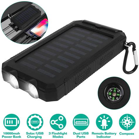 Solar Power Bank, iMounTEK 10000mAh External Battery Pack with Dual USB ...