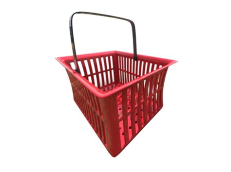Empty Red Plastic Shopping Basket Isolated On White Hypermarket Simple Basket, Hypermarket ...