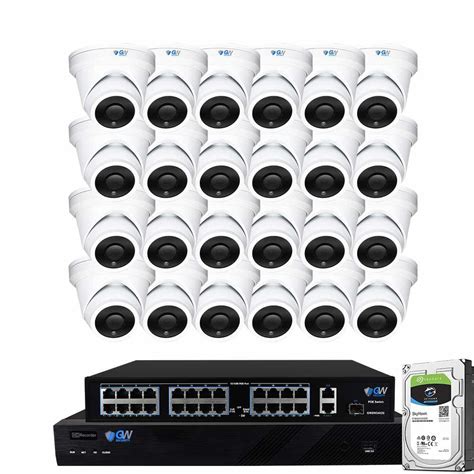 GW Security 32-Channel 8MP 8TB NVR Security Camera System 24 Wired Turret Cameras 2.8mm Fixed ...