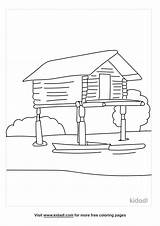 Stilt House Coloring Clip Fishery Kleurplaat Pages Vector Clipart  sketch template