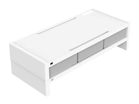 Orico 14cm Desktop Monitor Stand with Drawers - White - tech.co.za