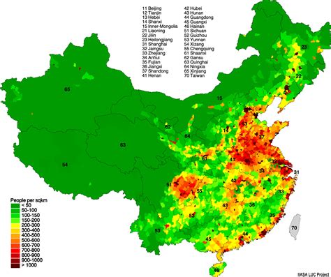 Population density map of China - Vivid Maps