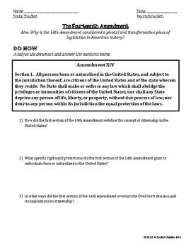 14th Amendment Reconstruction by A Social Studies Life | TPT