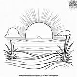 Coastal Sunrise Coloring Pages sketch template