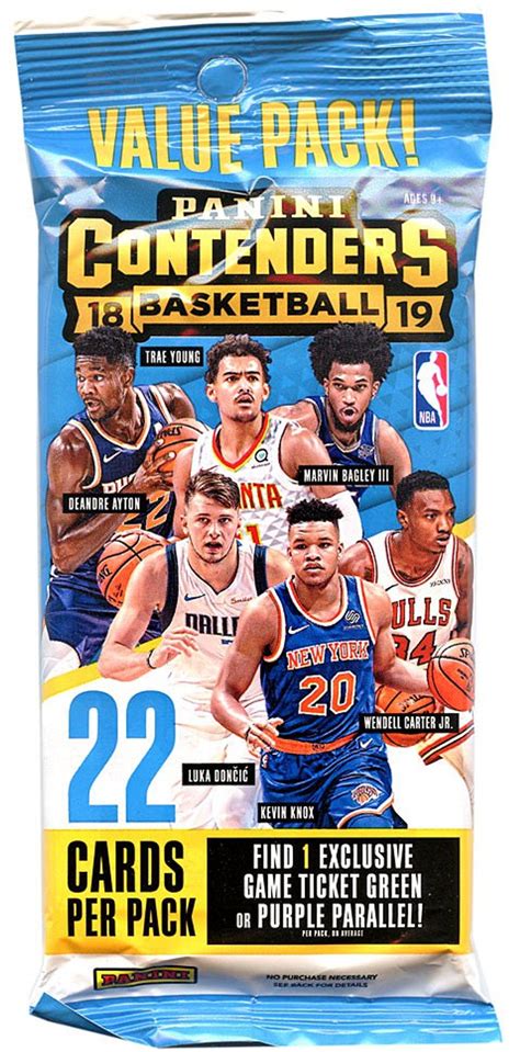 NBA Panini 2018-19 Contenders Basketball Trading Card VALUE Pack 22 ...