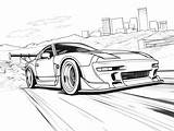 Customizable Drift Car Coloring Page  sketch template