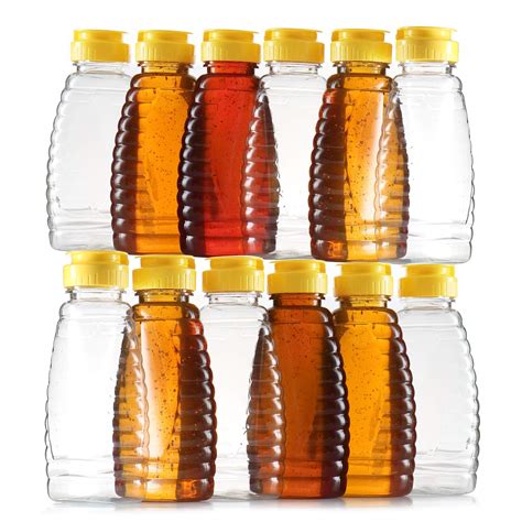 Buy DilaBee Plastic Honey Bottles - 12 Pack - Honey Jars With Lids, Honey Bottle Containers ...