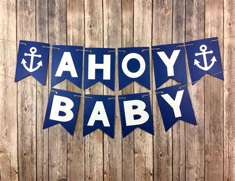 Nautical baby shower banner ahoy baby pirate baby shower photo prop – Artofit