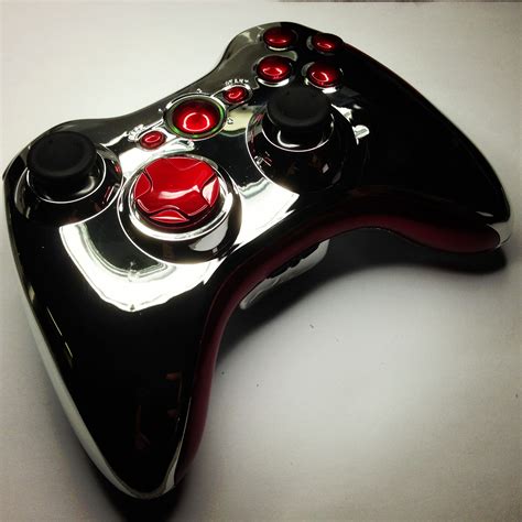 Bright chrome and metallic red custom modded Xbox 360 controller from ...