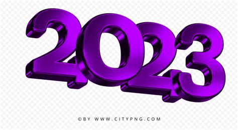 Download HD Purple 2023 3D Text Logo New Year PNG | Citypng