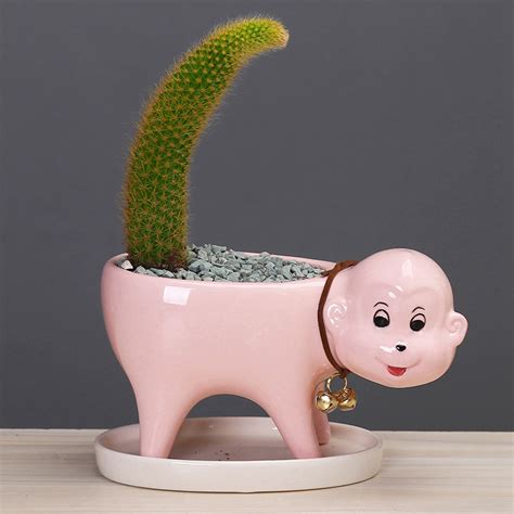 Ceramic Cartoon Monkey Flower Pot Simple Succulent Plant Container Small4037 | eBay