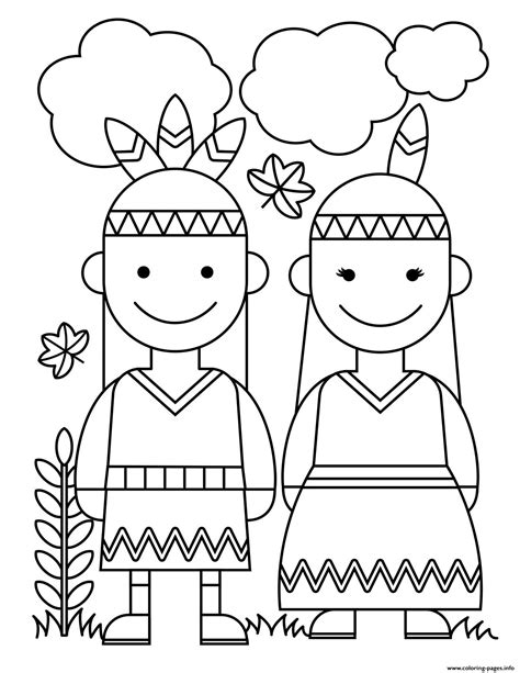 Thanksgiving Native American Indians Coloring page Printable