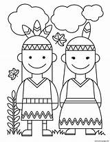 Thanksgiving Native American Indians Coloring page Printable sketch template