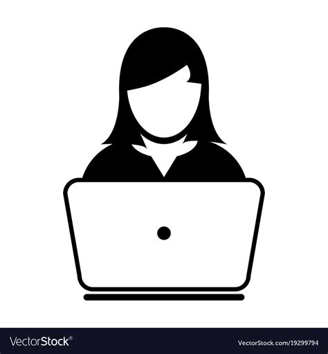 User icon with laptop computer female person Vector Image