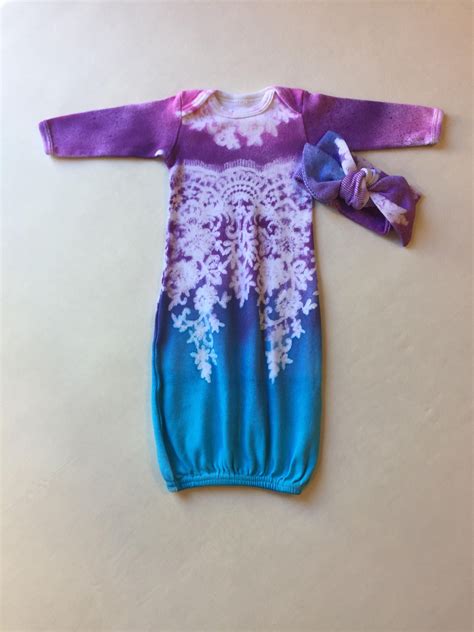 Newborn Girl Coming Home Outfit, Hippie Tie Dye Baby Gown, Newborn Outfit, Tie Dye Gown, Baby ...