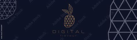 A digital logo design of mango in line art style. A modern technlolgical logo design of a mango ...