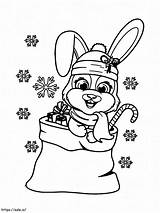 Christmas Bunny coloring Page sketch template