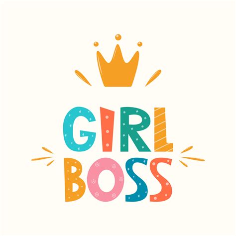 Girl Boss, lettering with crown symbol. Logo, icon, label for your design. Woman motivational ...