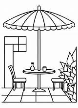 A coloring Page Of An patio With No Color Just Black Lines  sketch template