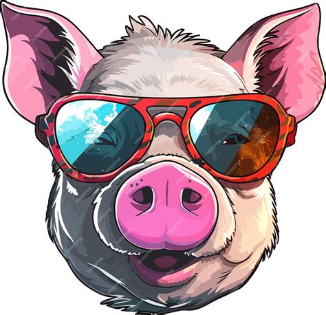 Premium Vector | Vector cartoon cute pig wear sunglass illustration