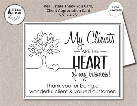 Real Estate Thank You Card, Client Appreciation, Customer Thank You ...