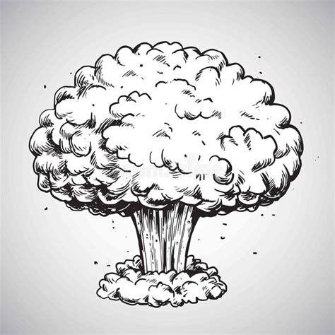 Nuclear Explosion Mushroom Cloud Drawing Illustration Vector royalty ...