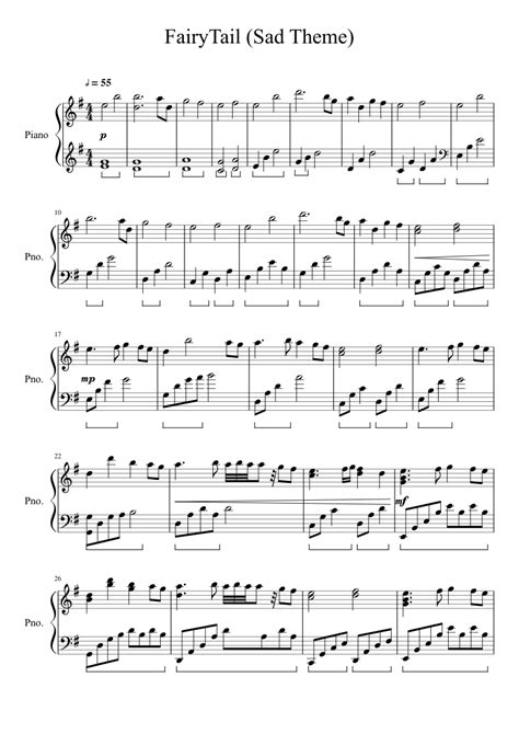 Fairy Tail (Sad Theme) sheet music for Piano download free in PDF or MIDI