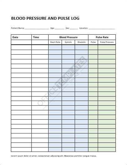 5+ Printable Free Pulse Oximeter Chart/Log Templates