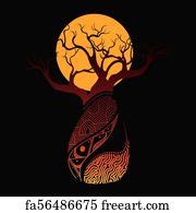 Free art print of Boab (Baobab) Tree Vector Painting. Aboriginal dot art vector background ...