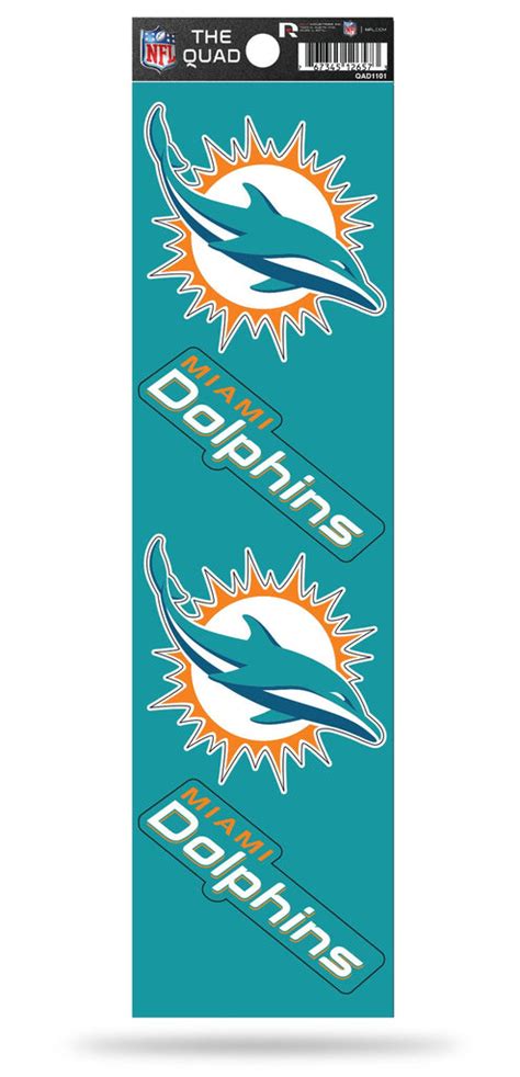 Miami Dolphins Set of 4 Decals Stickers The Quad by Rico 2x2 Inches – Hub City Sports