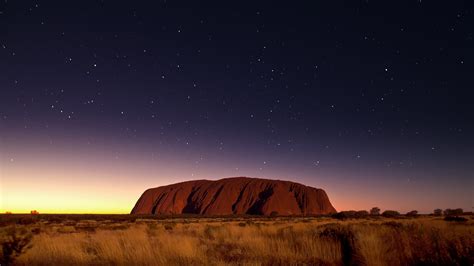 Download Ayers Rock Landscape Starry Sky Sky Night Australia Dessert Nature Uluru 4k Ultra HD ...