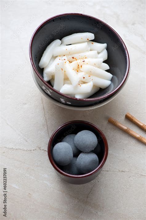 Tteokbokki and mochi or korean traditional street food and snack ...