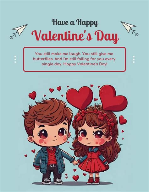 Blue Classic Illustration Happy Valentines Day Poster - Venngage