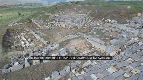 Aerial of ancient Amphitheater at Antioch of Pisidia. Turkey. DJI-0269 ...