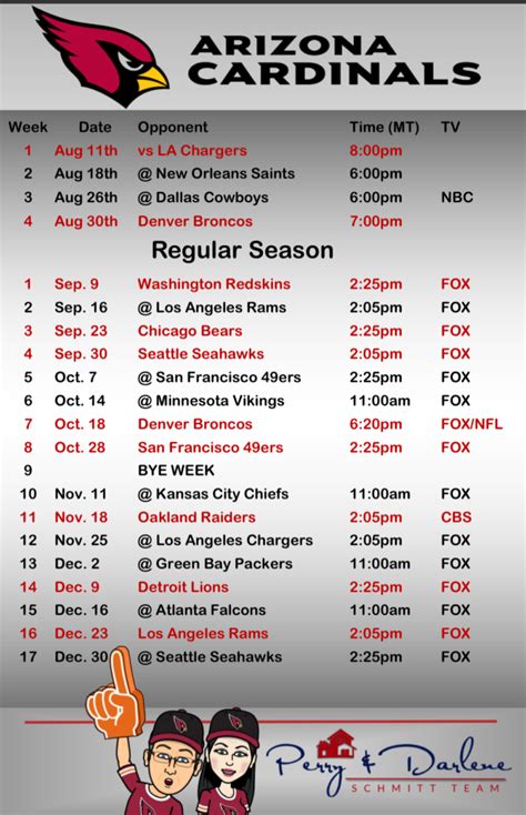 Az Cardinals Printable Schedule