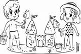 Sand Castle And Kids Coloring Page  The Daily sketch template
