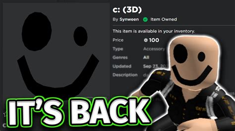 BANNED Roblox Face is BACK on sale... (Hacked Accessory) - YouTube