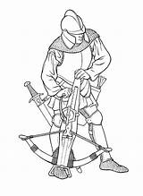 Coloring Page  Warrior With A Crossbow sketch template