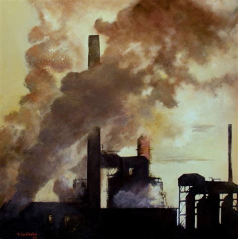 polluting factory Painting by Tomas Castano | Saatchi Art