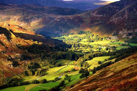 nature, Landscape, Mountain, Valley, Trees, Field, Village, Sunlight, England Wallpapers HD ...