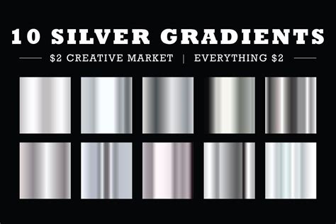 10 Metallic Silver Gradients .AI | Metallic silver, Gold gradient, Silver